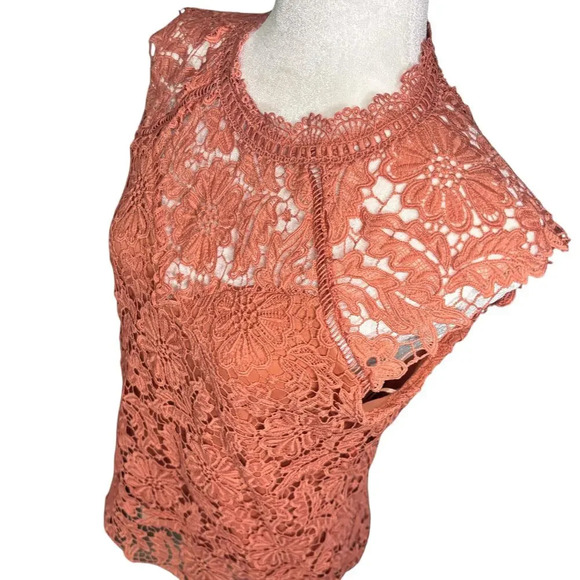 Avida Peach Lace Lined Sleeveless Blouse Size S - Picture 2 of 11